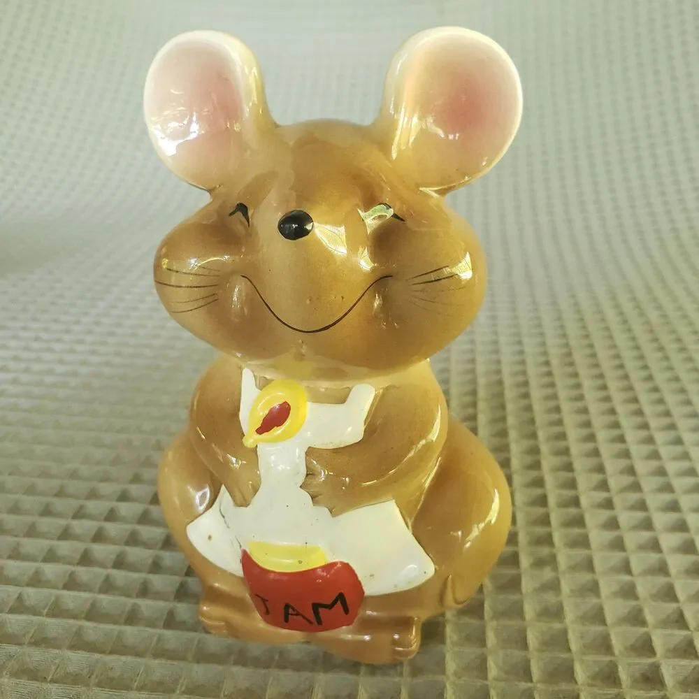 Vintage Winking Mouse Ceramic Jam Jar Sugar Bowl Made in Korea 5.5
